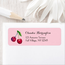 Étiquette Aquarelle Rouge Cerises Cute Coquette Adresse