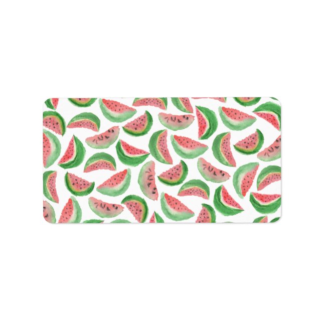 Étiquette Aquarelle rouge d'origine à la mode pastèque (Devant)