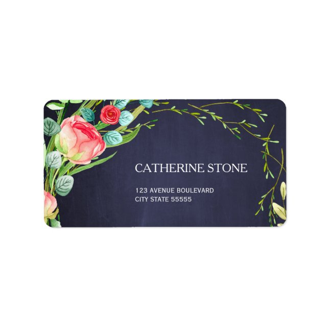 Étiquette Aquarelle rouge marine jardin roses avec feuillage (Devant)