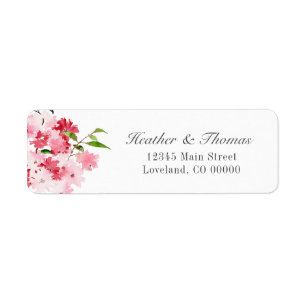 Étiquette Aquarelle Rouge rose Mariage Floral Adresse de ret