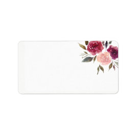 Étiquette Aquarelle rustique Bourgogne Marsala Floral |