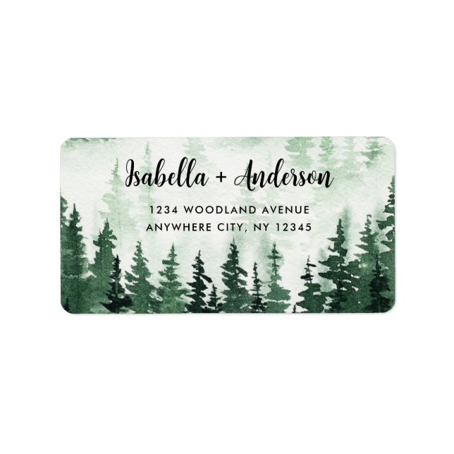 Étiquette Aquarelle Rustique Green Forest Adresse de retour (Devant)
