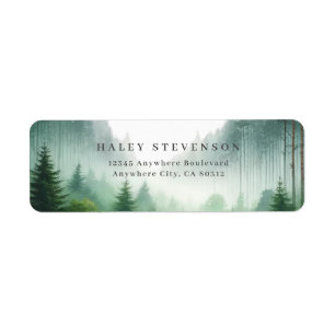 Étiquette Aquarelle rustique Mariage Destin de forêt verte