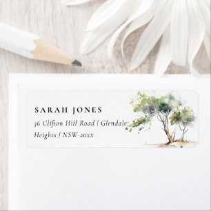 Étiquette Aquarelle simple minimale Adresse de l'arbre botan