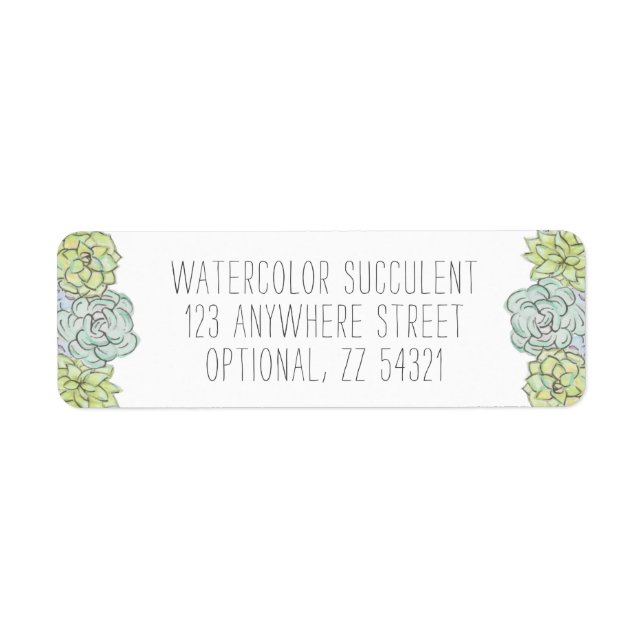 Étiquette Aquarelle Succulent Boho Chic Adresse de retour (Devant)