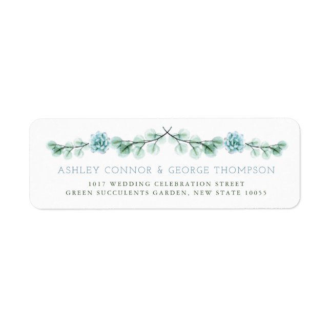 Étiquette Aquarelle Succulent Garden Mariage d'été Adresse (Devant)
