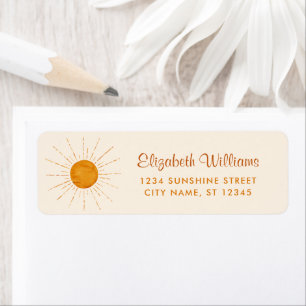 Étiquette Aquarelle Sunshine Adresse de retour