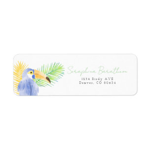 Étiquette Aquarelle Tropical Toucan Parrot