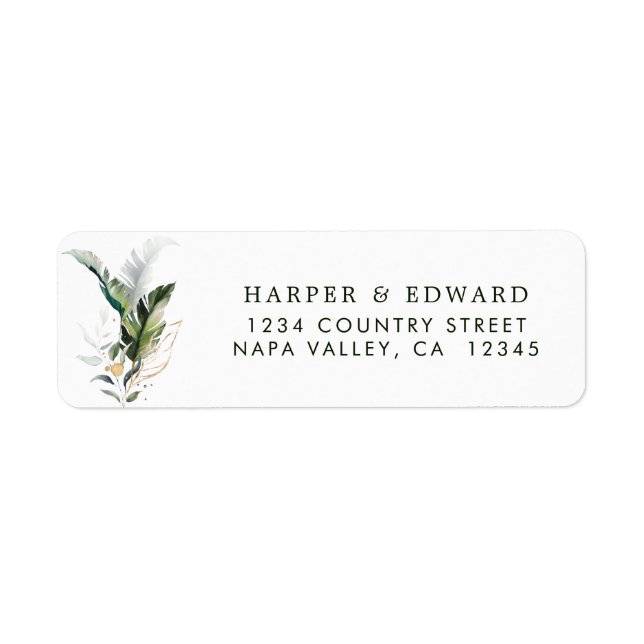 Étiquette Aquarelle tropicale Adresse de retour (Devant)