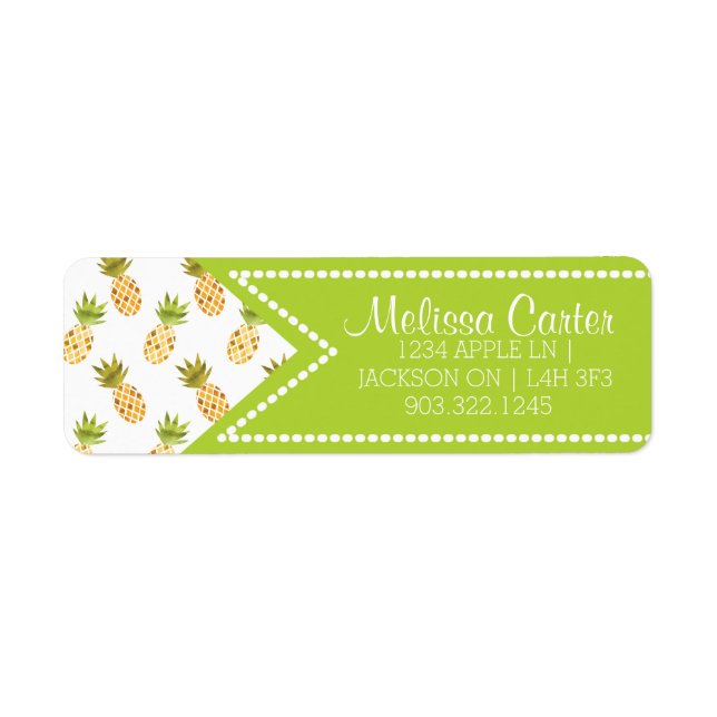 Étiquette Aquarelle tropicale Motif d'ananas (Devant)