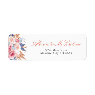 Étiquette Aquarelle Typographie Florale Adresse de retour La