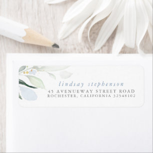 Étiquette Aquarelle Verdure Dusty Blue