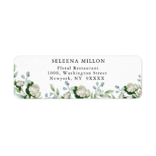 Étiquette Aquarelle Vert Floral Adresse de retour Label