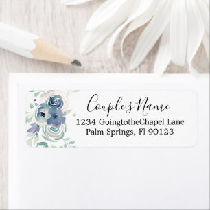 Étiquette Aquarelle Vert pourpre Floral Mariage élégant