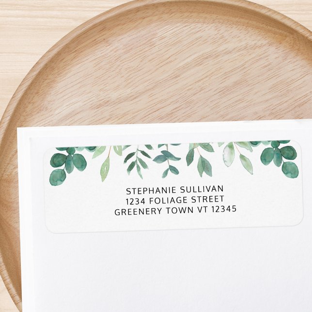 Étiquette Aquarelle verte Adresse de retour (Créateur téléchargé)