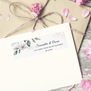 Étiquette Aquarelle verte douce Feuille et fleur Or