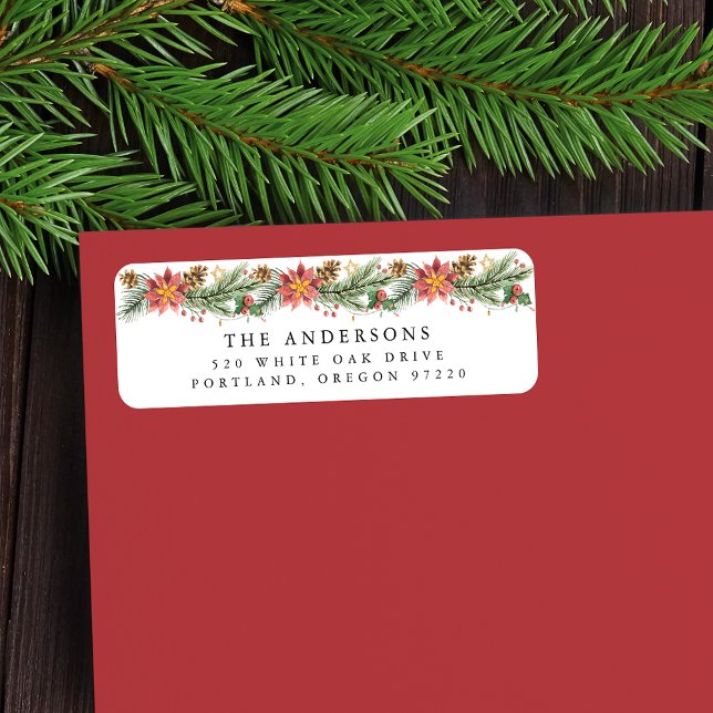 Étiquette Aquarelle vintage vacances Poinsettia (Créateur téléchargé)