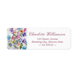Étiquette Aquarelle Whimsical Pink Butterfly Address