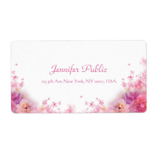 Étiquette Aquarelles Rose écriture moderne Script Floral