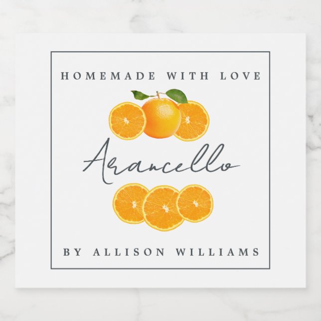 Étiquette Arancello sur mesure (Étiquettes simples)