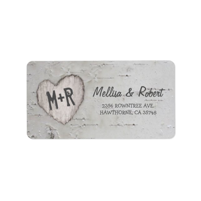 Étiquette Arbre à bouleau sculpté rustique (Devant)