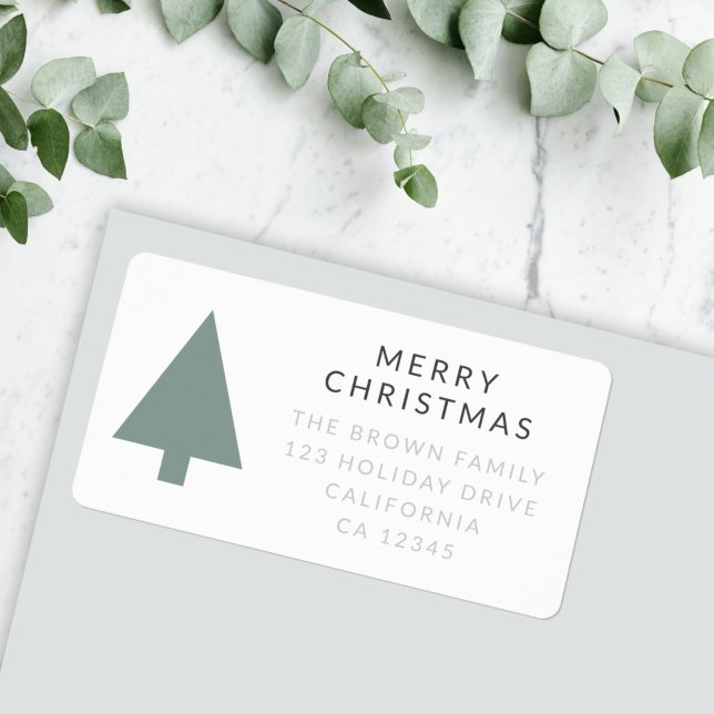 Étiquette Arbre de Noël minimal | Sage Vert Nettoyage Simple (Créateur téléchargé)