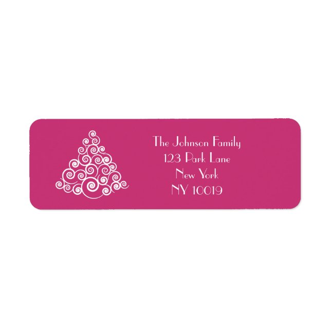 Étiquette Arbre de Noël rose Nom personnaliséTexte (Devant)