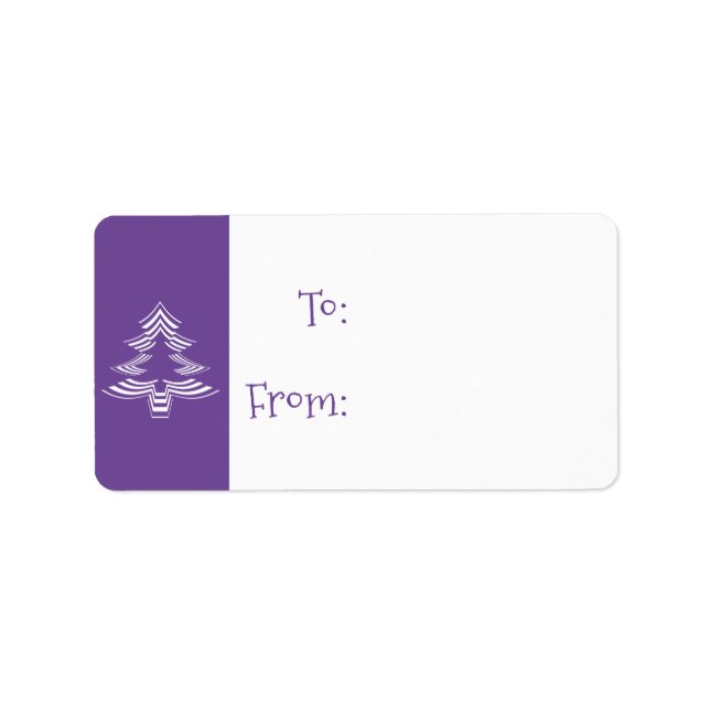 Étiquette Arbre de Noël violet/blanc Motif emblématique (Devant)