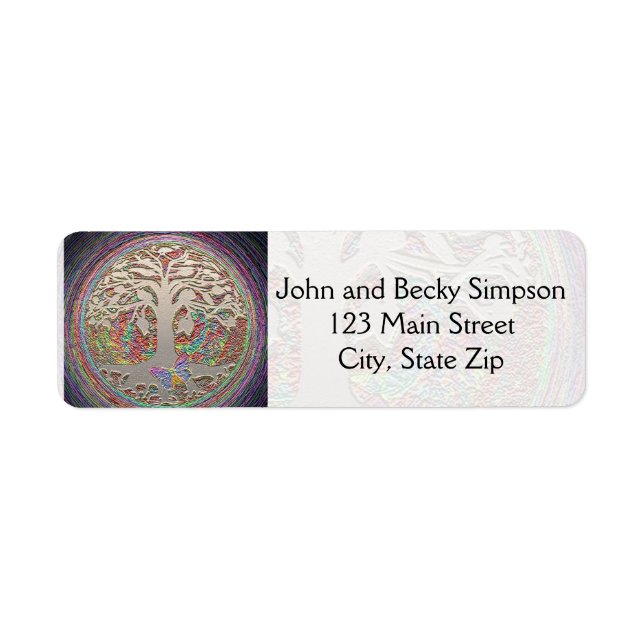 Étiquette Arbre or avec bouton (Devant)