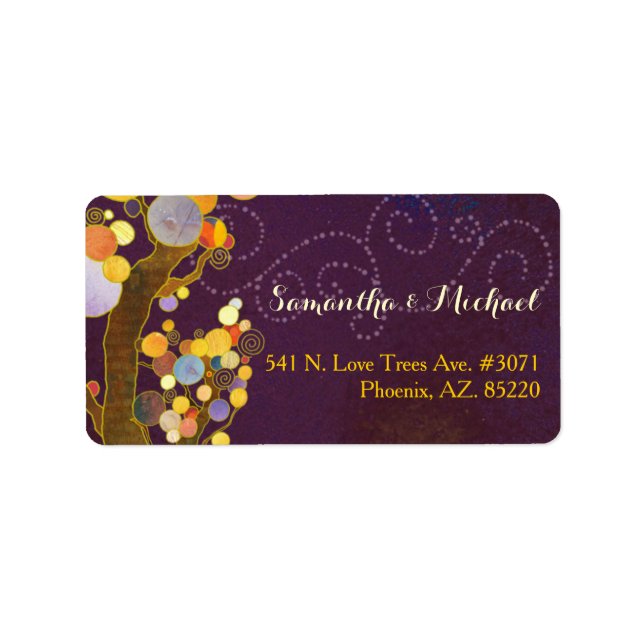 Étiquette Arbres modernes Purple Adresse Mariage (Devant)