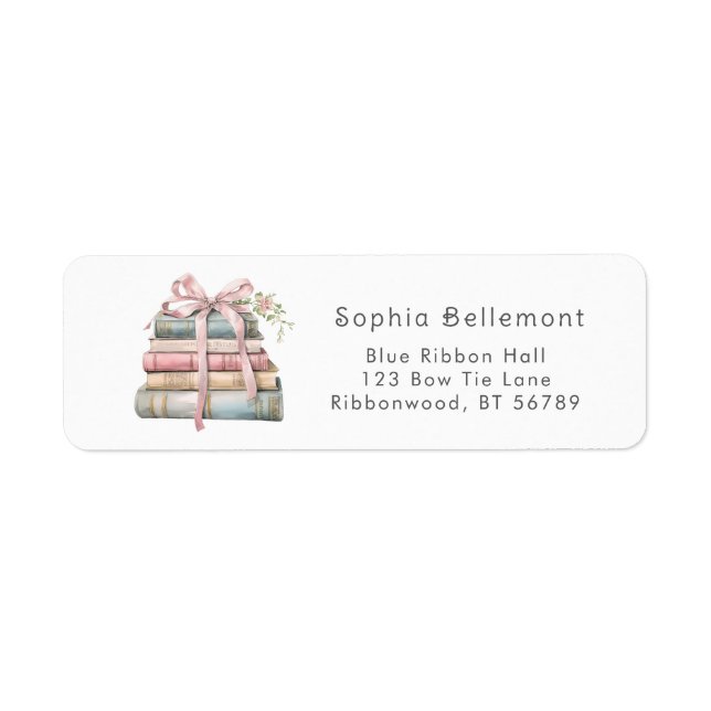 Étiquette Arc rose livres d'eau mignon Retour Adresse (Devant)