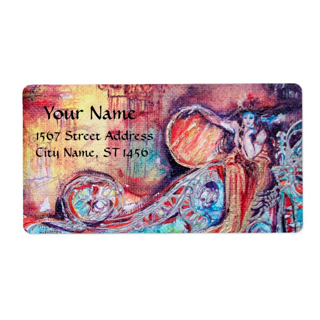 Étiquette ARCADIE, Rouge Rose Bleu Or (Devant)