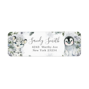 Étiquette Arctic Animal Winter Onederland Anniversaire Adres