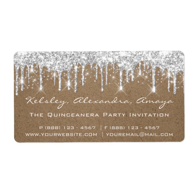Étiquette Argent Confetti Bridal Sweet 16th Paper Kraft (Devant)
