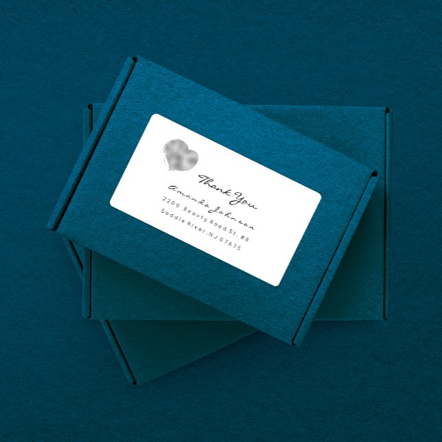 Étiquette Argent Gris Métallurgique Brush Merci (Créateur téléchargé)