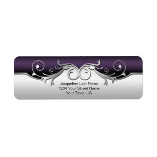 Étiquette Argent Orné Fissures Violet Noir Dégradé