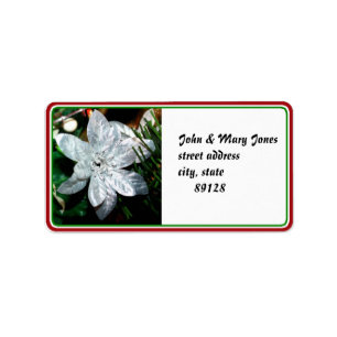 Étiquette Argent Poinsettia Ornement
