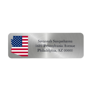 Étiquette Arizona Silver American Flag Patriotique