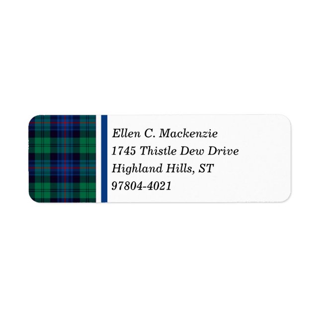 Étiquette Armstrong Clan Royal Blue et Green Tartan (Devant)