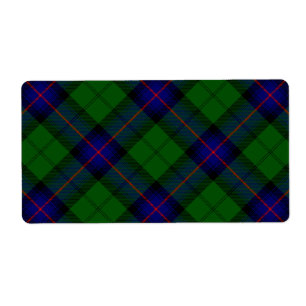Étiquette Armstrong tartan bleu et vert plaid