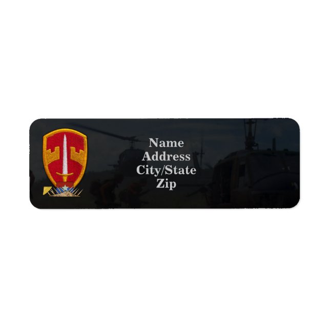 Étiquette Army MACV Vietnam nom de l'adresse de retour de gu (Devant)