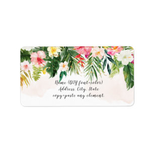 Étiquette Arrangement PixDezines Aquarelle Fleurs tropicales