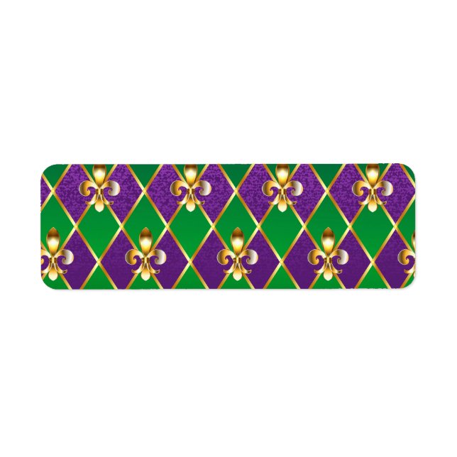 Étiquette Arrière - plan de bijoux Mardi Gras (Devant)