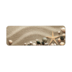 Étiquette Arrière - plan de plage sablonneuse avec des