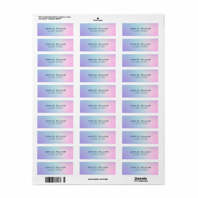 Étiquette Arrière - plan sombre rose et bleu (Feuille entière)