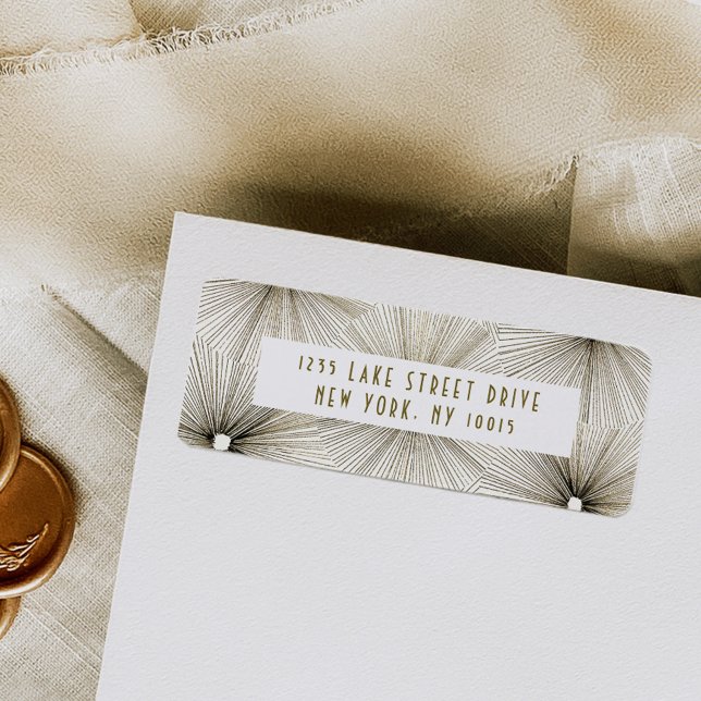 Étiquette Art Déco Fireworks Burning Adresse de retour (Art deco fireworks return address label.)