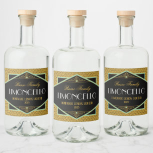 Étiquette Art déco Gold et Black Liqueur