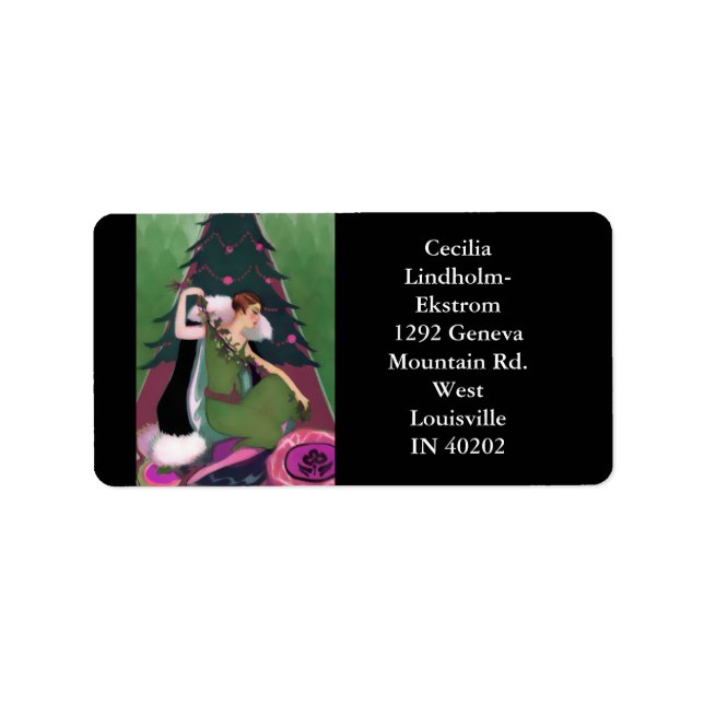 Étiquette ART DÉCO NOËL, PASCALINE, Olivier, Rose, Forêt (Devant)