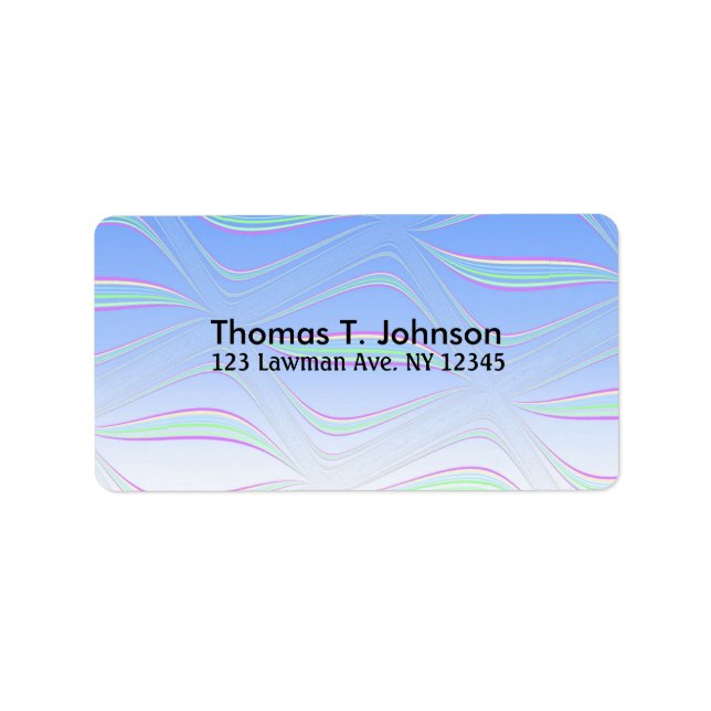 Étiquette Art Fractal bleu ondulé (Devant)