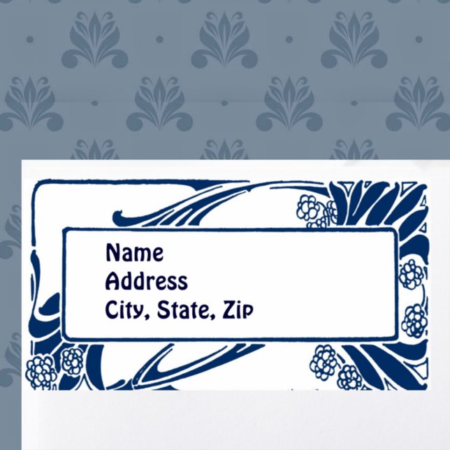 Étiquette Art nouveau bleu (Créateur téléchargé)